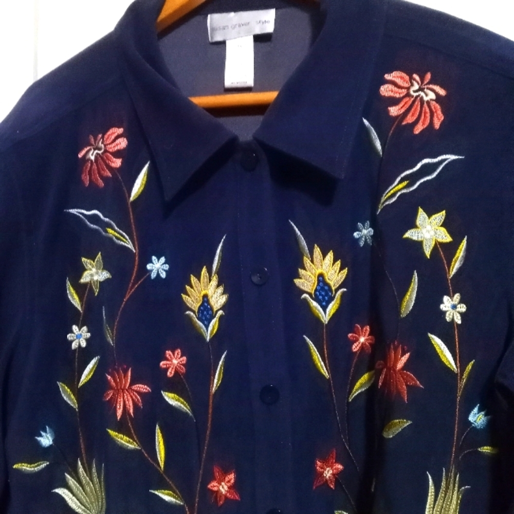 Vtg Embroidered whimsical flowers jacket